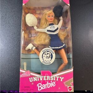 Barbie Cheerleader Doll Box with Pink and Gold Design